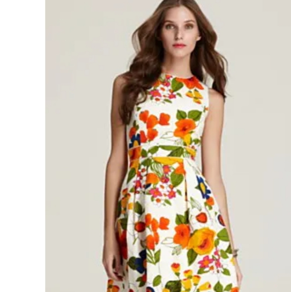 Trina Turk Ellery Poppy Floral Dress Orange Yellow Women's Size 0